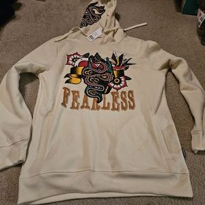 Rebel Minds Men Hoodie XL Cream Fearless Snake Embroidered Long Sleeves New. 